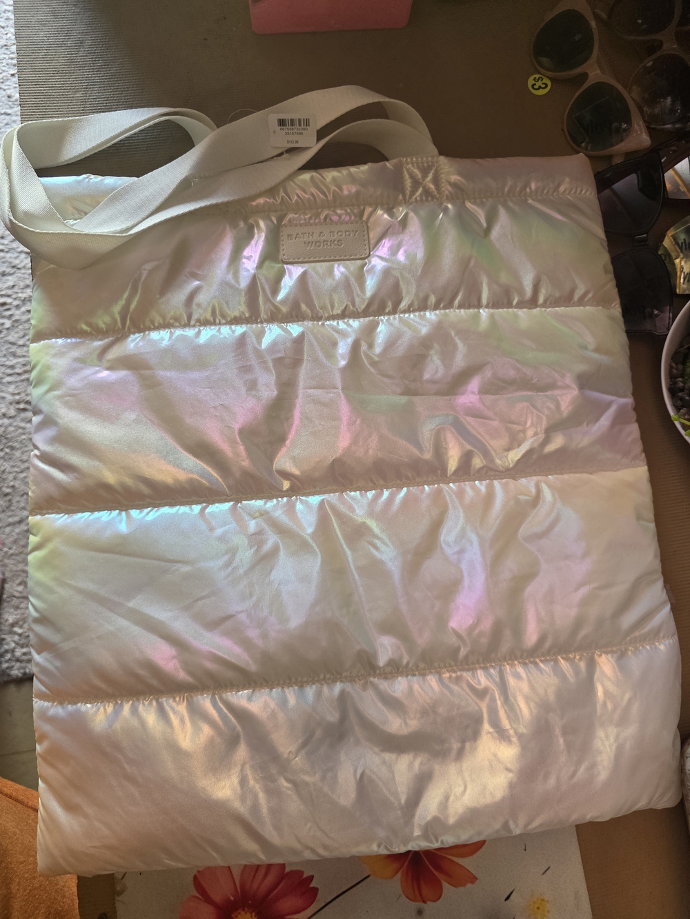 Bath & Body Works Iridescent Tote Bag - White